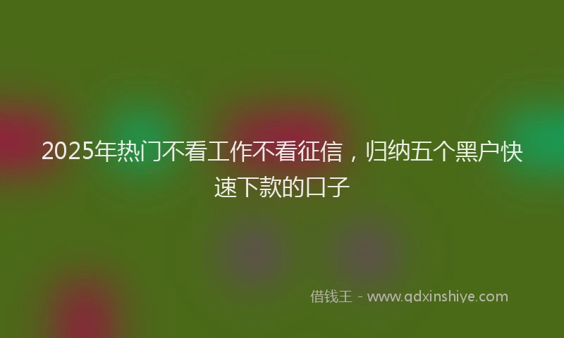 2025年热门不看工作不看征信，归纳五个黑户快速下款的口子