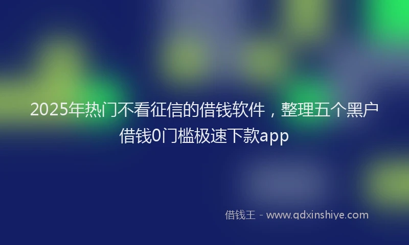 2025年热门不看征信的借钱软件，整理五个黑户借钱0门槛极速下款app