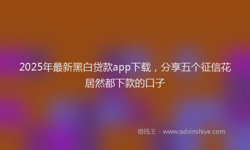 2025年最新黑白贷款app下载，分享五个征信花居然都下款的口子