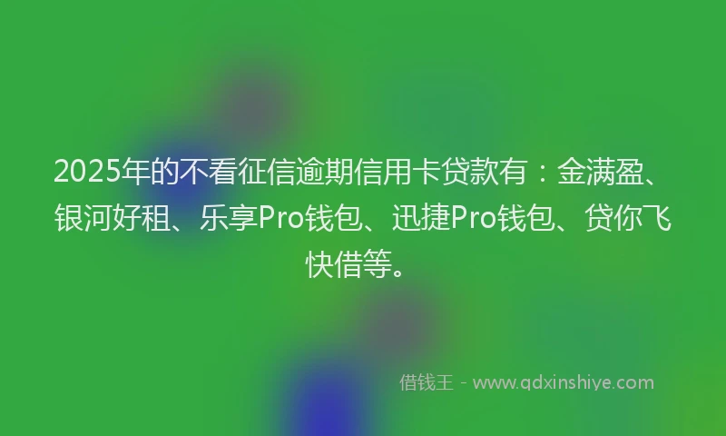 2025年的不看征信逾期信用卡贷款有：金满盈、银河好租、乐享Pro钱包、迅捷Pro钱包、贷你飞快借等。