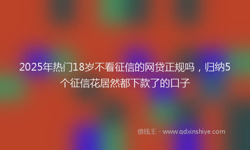 2025年热门18岁不看征信的网贷正规吗，归纳5个征信花居然都下款了的口子