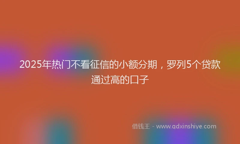 2025年热门不看征信的小额分期，罗列5个贷款通过高的口子