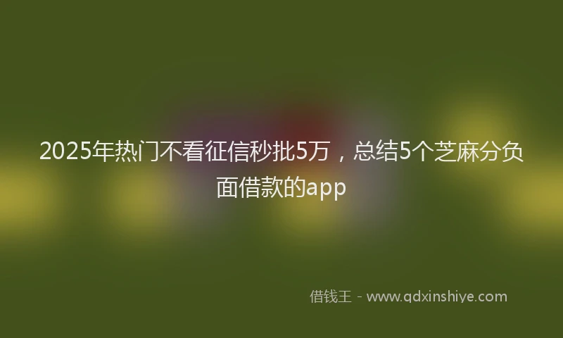 2025年热门不看征信秒批5万，总结5个芝麻分负面借款的app