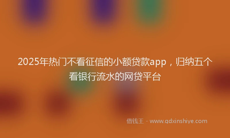 2025年热门不看征信的小额贷款app，归纳五个看银行流水的网贷平台