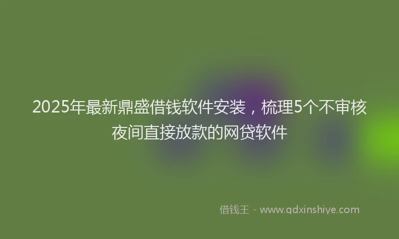 2025年最新鼎盛借钱软件安装，梳理5个不审核夜间直接放款的网贷软件