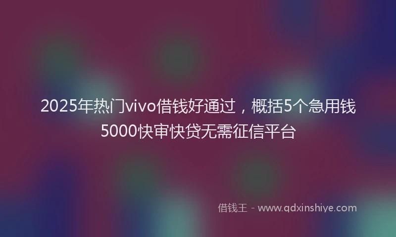 2025年热门vivo借钱好通过，概括5个急用钱5000快审快贷无需征信平台
