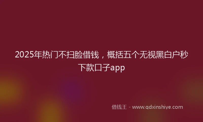 2025年热门不扫脸借钱，概括五个无视黑白户秒下款口子app