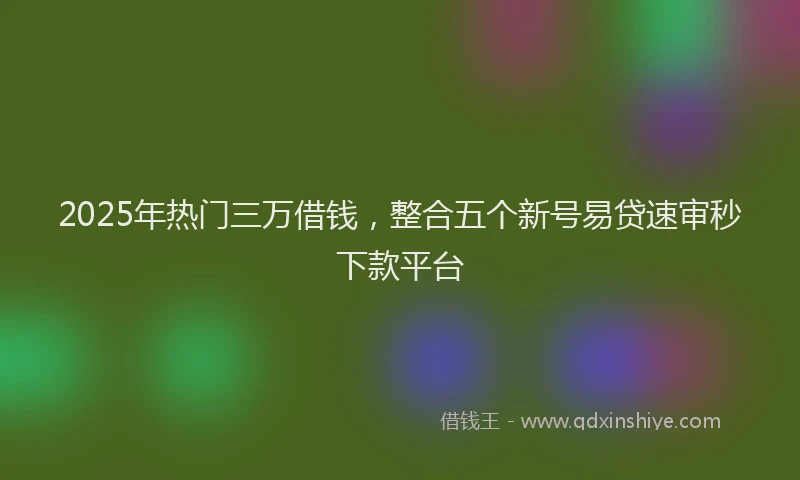 2025年热门三万借钱，整合五个新号易贷速审秒下款平台