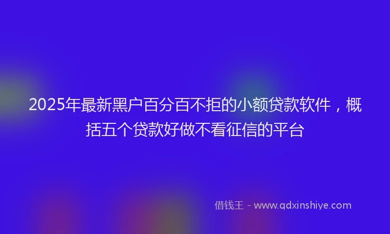 2025年最新黑户百分百不拒的小额贷款软件，概括五个贷款好做不看征信的平台