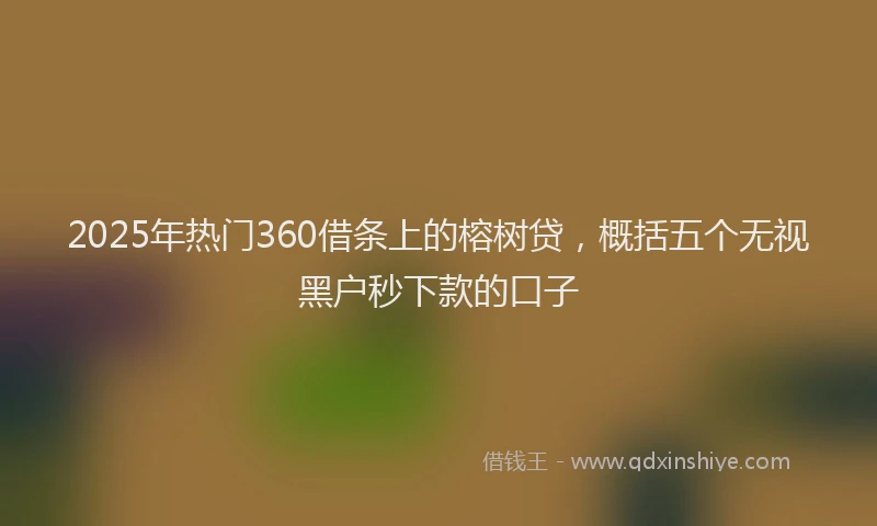 2025年热门360借条上的榕树贷，概括五个无视黑户秒下款的口子