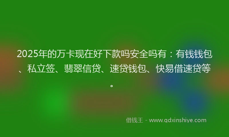 2025年的万卡现在好下款吗安全吗有：有钱钱包、私立签、翡翠信贷、速贷钱包、快易借速贷等。