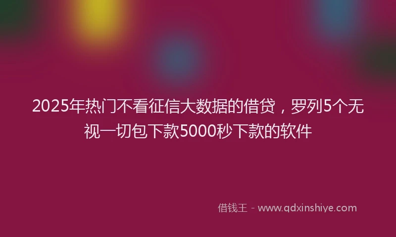 2025年热门不看征信大数据的借贷，罗列5个无视一切包下款5000秒下款的软件