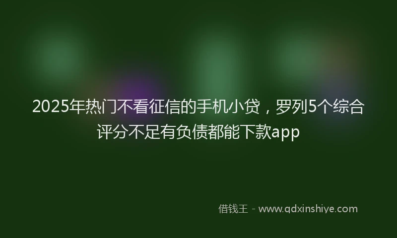 2025年热门不看征信的手机小贷，罗列5个综合评分不足有负债都能下款app