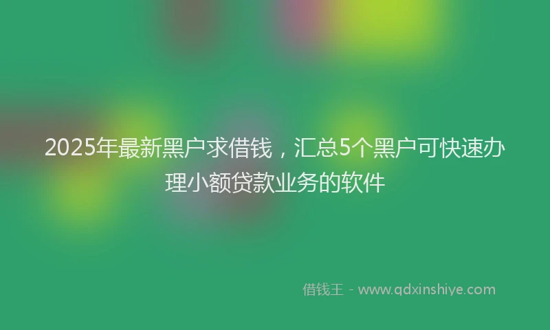 2025年最新黑户求借钱，汇总5个黑户可快速办理小额贷款业务的软件