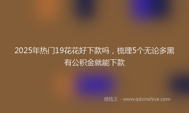 2025年热门19花花好下款吗，梳理5个无论多黑有公积金就能下款