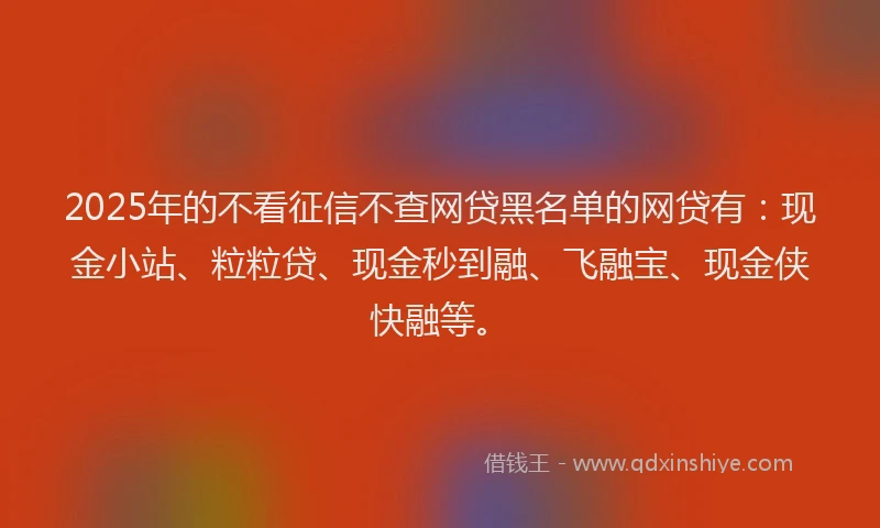 2025年的不看征信不查网贷黑名单的网贷有：现金小站、粒粒贷、现金秒到融、飞融宝、现金侠快融等。
