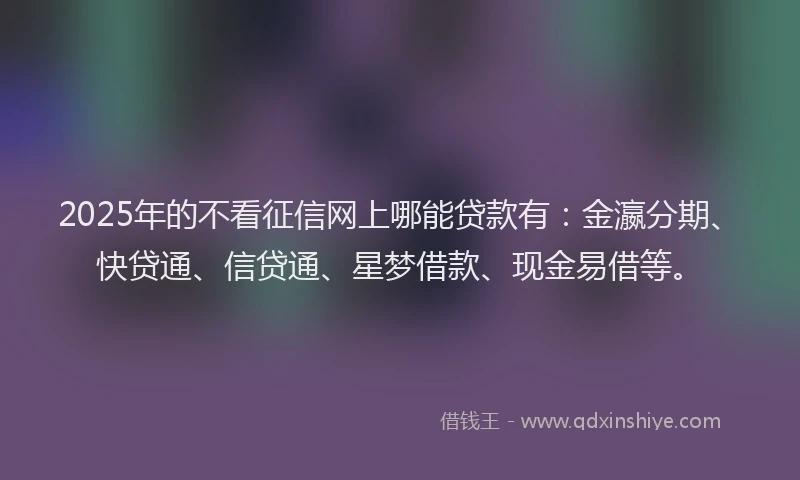 2025年的不看征信网上哪能贷款有：金瀛分期、快贷通、信贷通、星梦借款、现金易借等。