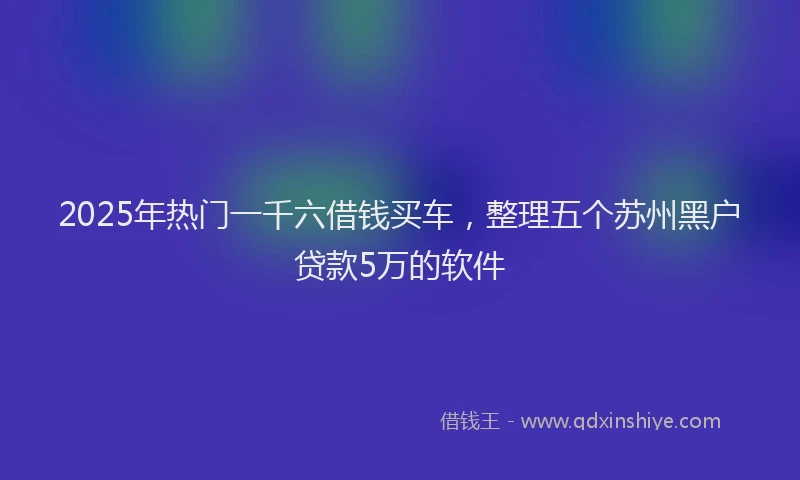 2025年热门一千六借钱买车，整理五个苏州黑户贷款5万的软件