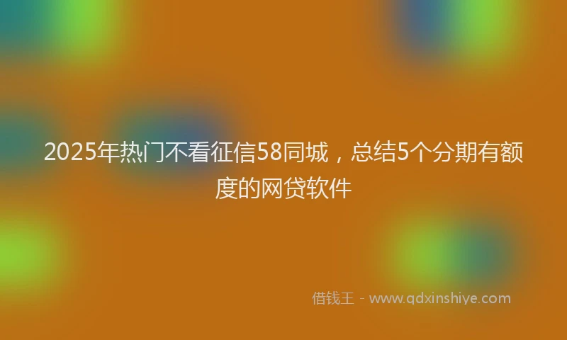 2025年热门不看征信58同城，总结5个分期有额度的网贷软件