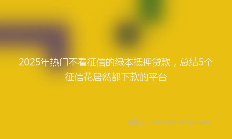 2025年热门不看征信的绿本抵押贷款，总结5个征信花居然都下款的平台