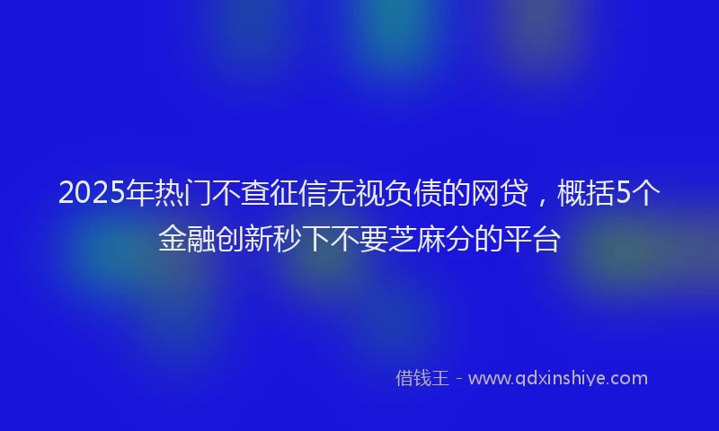 2025年热门不查征信无视负债的网贷，概括5个金融创新秒下不要芝麻分的平台