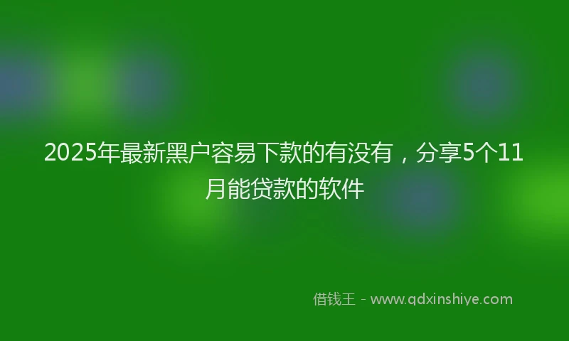 2025年最新黑户容易下款的有没有，分享5个11月能贷款的软件