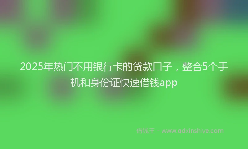 2025年热门不用银行卡的贷款口子，整合5个手机和身份证快速借钱app