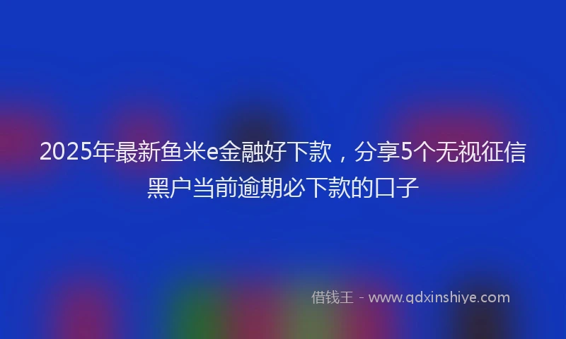 2025年最新鱼米e金融好下款，分享5个无视征信黑户当前逾期必下款的口子