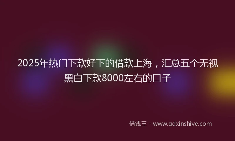 2025年热门下款好下的借款上海，汇总五个无视黑白下款8000左右的口子