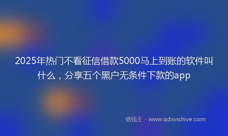 2025年热门不看征信借款5000马上到账的软件叫什么，分享五个黑户无条件下款的app