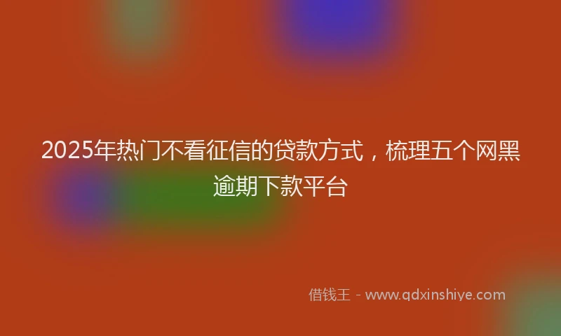 2025年热门不看征信的贷款方式,梳理五个网黑逾期下款平台