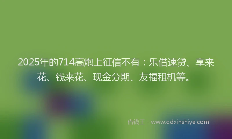 2025年的714高炮上征信不有：乐借速贷、享来花、钱来花、现金分期、友福租机等。