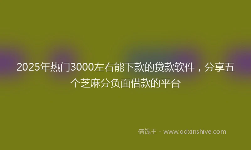 2025年热门3000左右能下款的贷款软件，分享五个芝麻分负面借款的平台