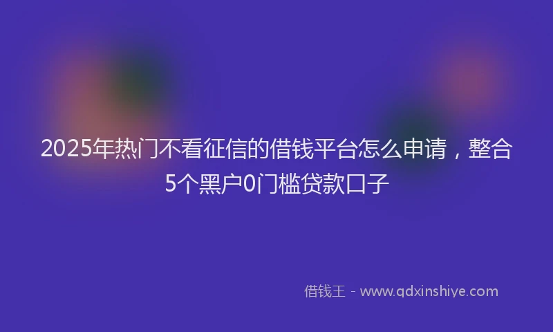 2025年热门不看征信的借钱平台怎么申请，整合5个黑户0门槛贷款口子