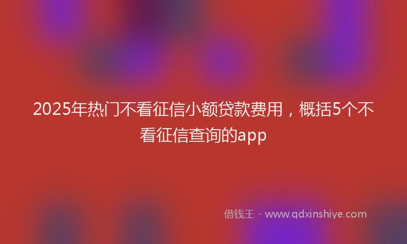 2025年热门不看征信小额贷款费用，概括5个不看征信查询的app