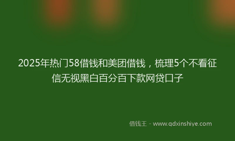 2025年热门58借钱和美团借钱，梳理5个不看征信无视黑白百分百下款网贷口子