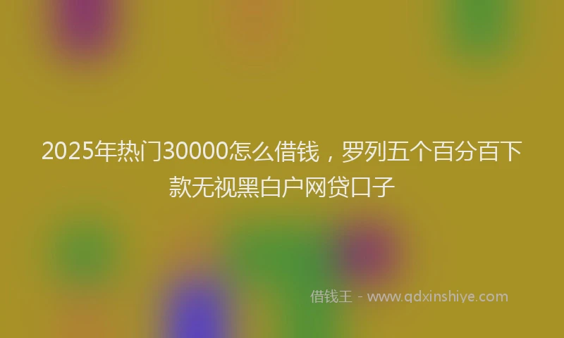 2025年热门30000怎么借钱，罗列五个百分百下款无视黑白户网贷口子