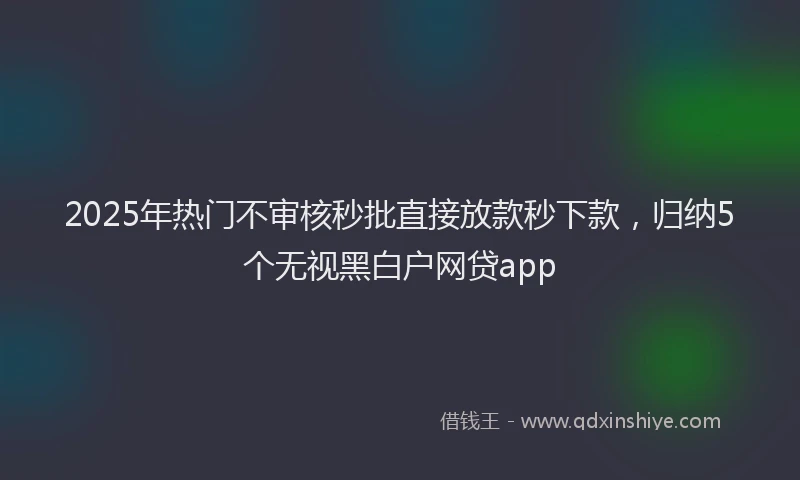 2025年热门不审核秒批直接放款秒下款，归纳5个无视黑白户网贷app