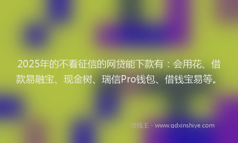 2025年的不看征信的网贷能下款有：会用花、借款易融宝、现金树、瑞信Pro钱包、借钱宝易等。