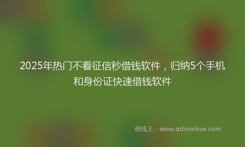 2025年热门不看征信秒借钱软件，归纳5个手机和身份证快速借钱软件
