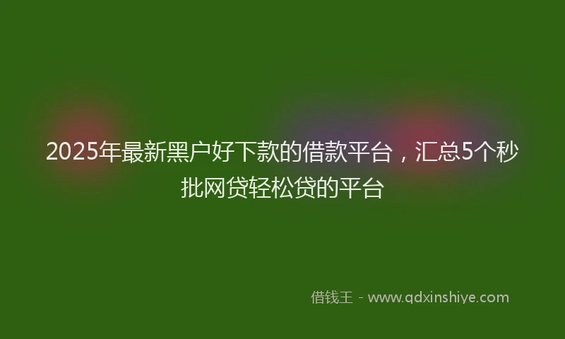 2025年最新黑户好下款的借款平台，汇总5个秒批网贷轻松贷的平台