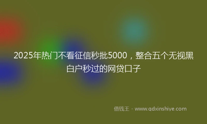 2025年热门不看征信秒批5000，整合五个无视黑白户秒过的网贷口子
