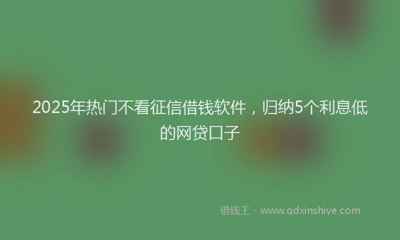 2025年热门不看征信借钱软件，归纳5个利息低的网贷口子