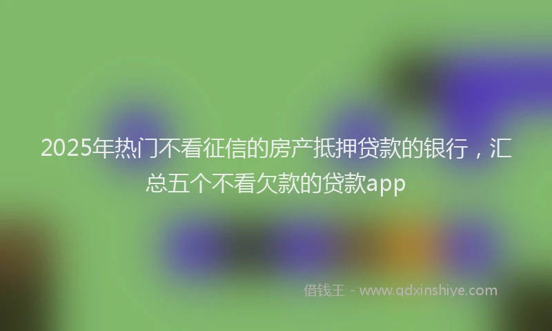 2025年热门不看征信的房产抵押贷款的银行，汇总五个不看欠款的贷款app