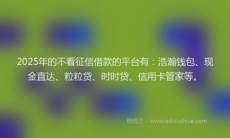 2025年的不看征信借款的平台有：浩瀚钱包、现金直达、粒粒贷、时时贷、信用卡管家等。