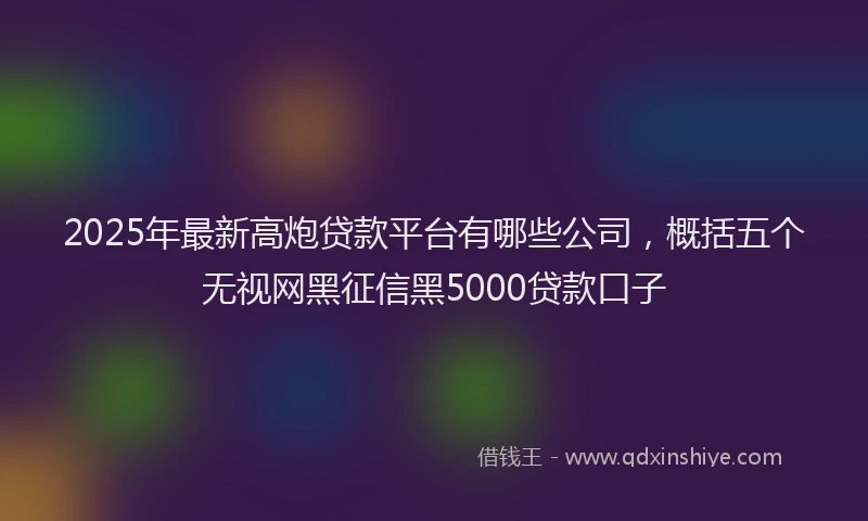 2025年最新高炮贷款平台有哪些公司，概括五个无视网黑征信黑5000贷款口子