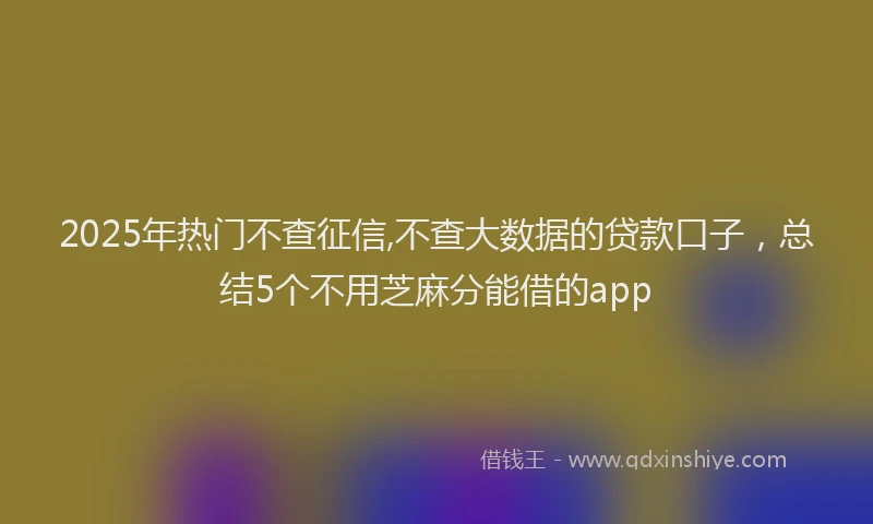 2025年热门不查征信,不查大数据的贷款口子，总结5个不用芝麻分能借的app