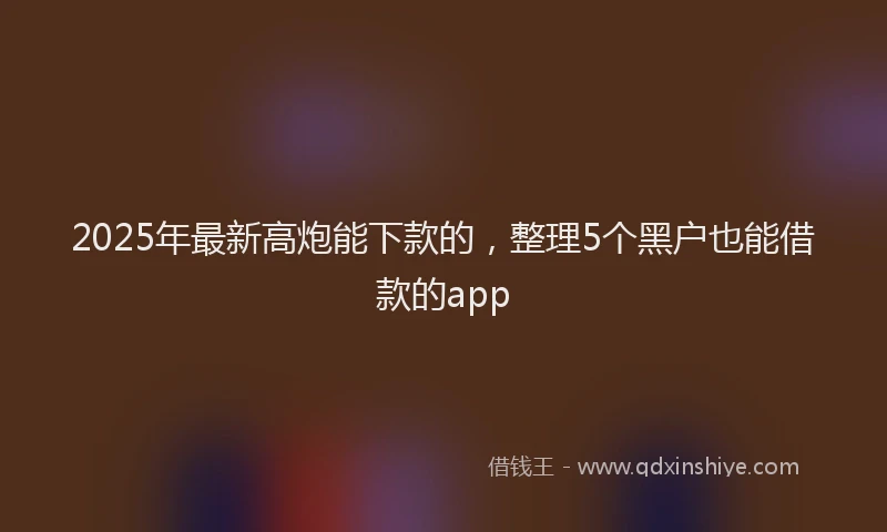 2025年最新高炮能下款的，整理5个黑户也能借款的app