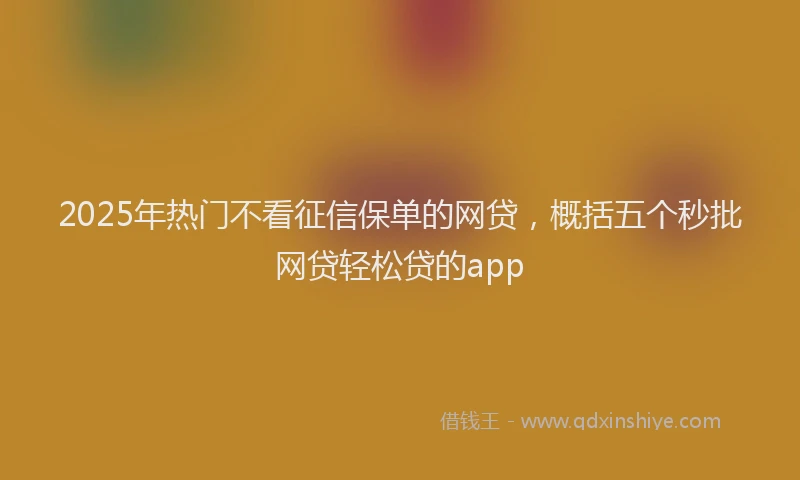 2025年热门不看征信保单的网贷，概括五个秒批网贷轻松贷的app