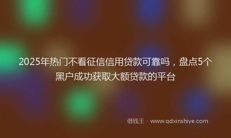 2025年热门不看征信信用贷款可靠吗，盘点5个黑户成功获取大额贷款的平台